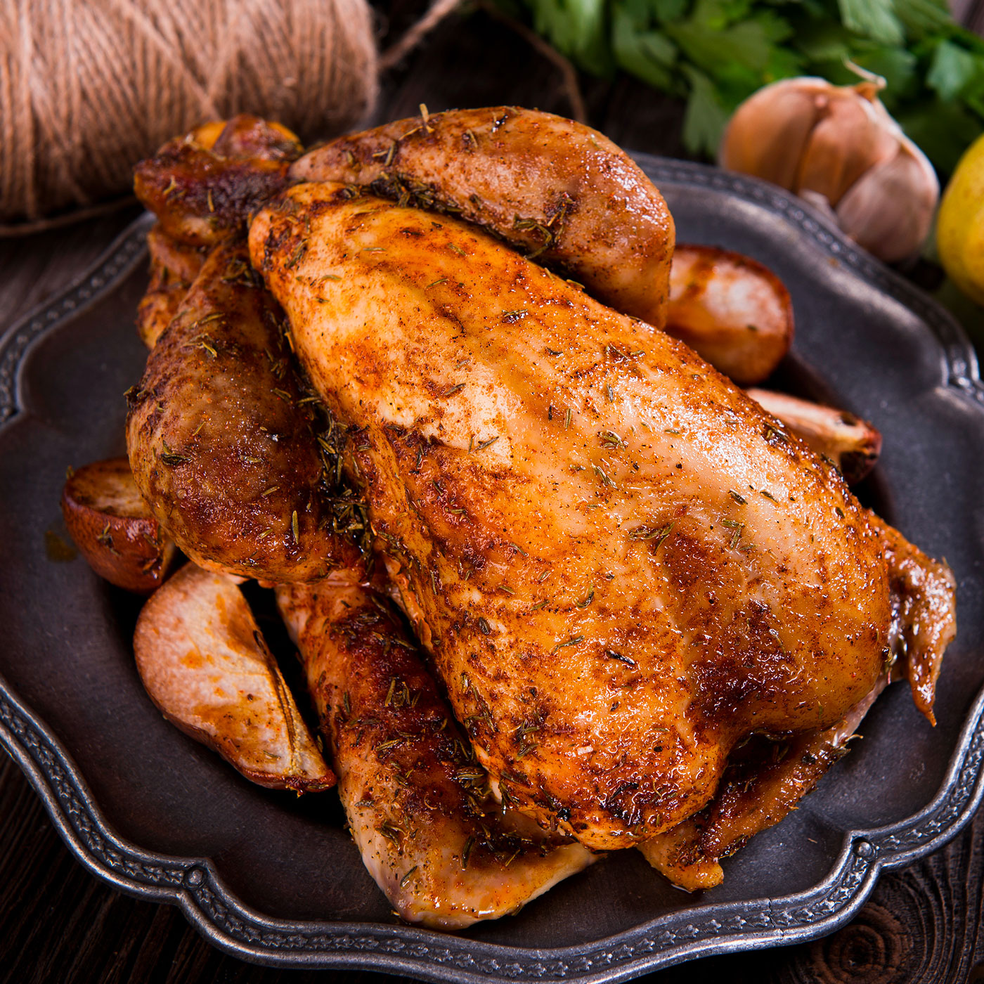 Pintade désossée farcie au foie gras Halal - Pièce festive raffinée